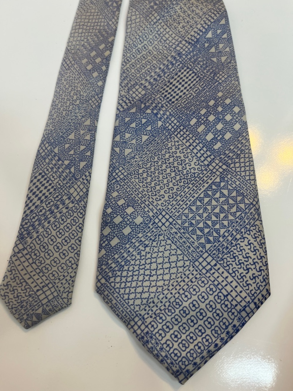 Silk Light Blue Smithsonian Tie Vintage Classic Geometric Design